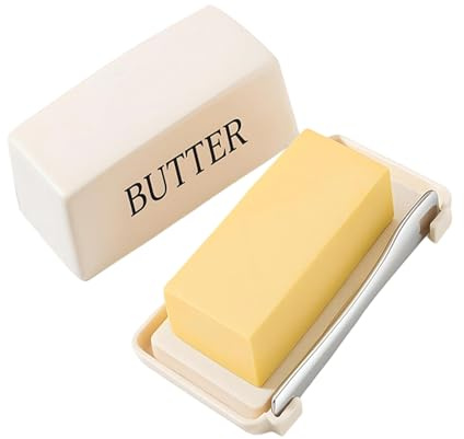 PANGBOER Recipiente de mantequilla de grado alimenticio con cortador integrado, tapa para lavavajillas para refrescar la cocina