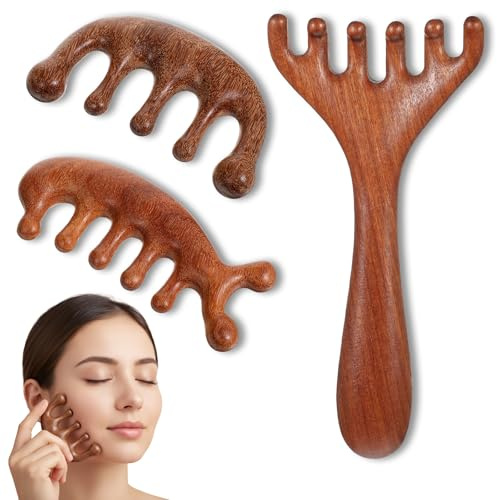 3 Stück Holz Kopf Massagebürste, Hair Massager Scalp