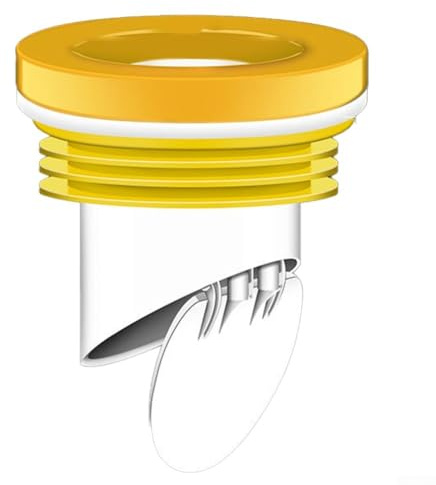 Joint de bride de toilette avec clapet anti-retour pour tuyaux en PVC de 100 à 110 mm – Clapet anti-retour double couche en silicone et plastique, anti-fuite, blocage (jaune)