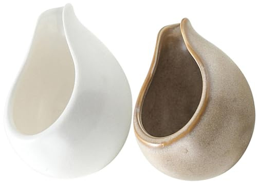 NUSITOU Jarra de Cerámica Pequeña para Salsa de Leche, 2 Unidades Redondo, Color Mate, para Café, Restaurante y Uso Doméstico, Suministros de Café y Salsera Multifuncional