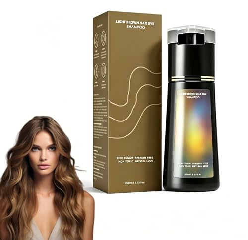 Hair dye shampoo 3 en 1,2026 new Champú colorante,Cobertura Natural de Canas,200ml champú tinte para hombre y mujer,champú tinte cubre canas,para Barba y Cabello (Castaño claro)