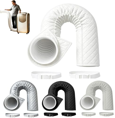 Portable Gaine Isolante Climatisation, Gaine Isolation Tuyau Climatiseur Mobile Enveloppe Isolante Triple Couche Ajustable avec 2 Colliers pour Intérieur et Extérieur Diamètre 13cm et 15cm，Blanc