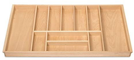 Orga-Box III BUCHE Besteckeinsatz für 100er Schublade für Nobilia 08.2012-12.2024 (473 x 897 mm) Holz-Schubkasteneinsatz mit 11 Fächer