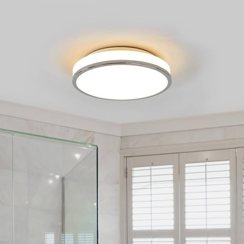 Lindby LED Deckenlampe Lyss (spritzwassergeschützt (Modern) in Weiß aus Glas (1 flammig,) - Bad Deckenleuchte Lampe Badezimmerleuchte