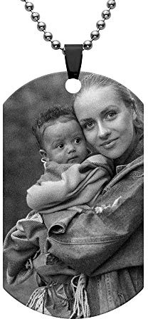 Zysta Personalized Text & Fotogravur - Edelstahl Dog Tag Anhänger Erkennungsmarke ID Tag Gravurplatte Halskette für Personalisierte Geschenke