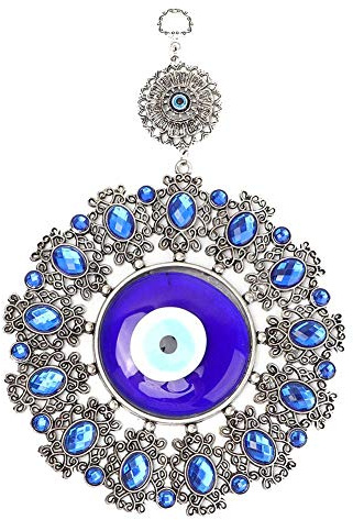 Hztyyier Amuleto Turco de Vidrio Azul, Colgante de Pared Mal de Ojo, Decoración para el Hogar, Protección y Suerte
