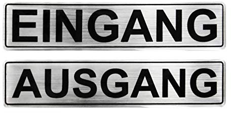 BIKE-label Türschild 3D Aufkleber 90 x 20 mm Alu Optik Eingang Ausgang 900017-VA