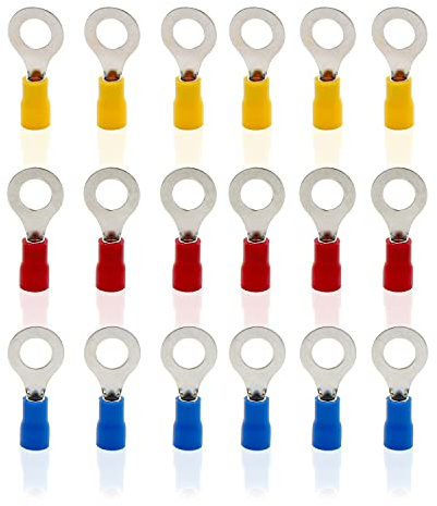 Conector de Cable, KINHARD 105 Piezas Conectores Eléctricos, Terminales de Cable de Anillo, Utilizable para Mantenimiento Eléctrico y Electrónico, Automóviles, Barcos