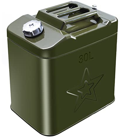 ZWLI Bidón de Gasolina metálico,garrafa Gasolina Recipientes con asa para Coche,depósito de Combustible de Repuesto Vertical Grueso móvil de anticorrosión,Verde Oliva,10L,20L-60L