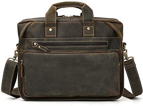 Herren Laptoptasche Arbeitstasche Handtasche, Herren 13,3 Zoll Laptop Portfolio Satchel Arbeitstasche Business Aktentasche Crossbody Handtasche Crazy Horse Leder Messenger Umhängetasche Laptop Busines