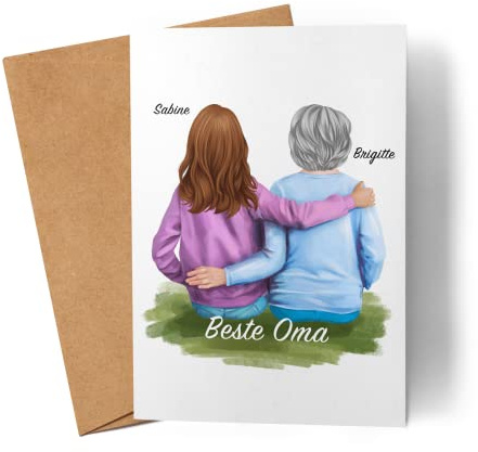 Kiddle-Design Oma Karte Personalisiert Oma & Enkelin Tochter Besonderes Oma Geschenk Muttertag Weihnachten Grußkarte Faltkarte für die Oma Geburtstag