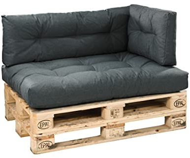 Traumnacht Outdoor Palettenauflage mit Schaumstoffstäbchen gefüllt, Palettenkissen, Palettenpolster Palettenmöbel Palettensofa 3er Set (Sitz+Rücken+Seitenteil), anthrazit