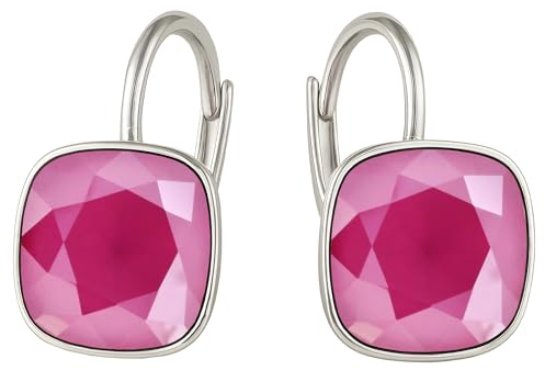 Damen Hängen Ohrringe Silber 925 mit Marken Kristalle Zirkonia - Schmuck Echt Silberne Hängende Ohrhanger für Frauen und Mädchen - Hängeohrringe Ideal Geschenk (Peony)