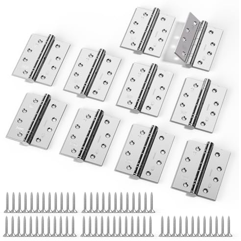 Bwintech Lot de 5 paires de charnières en chrome poli pour porte coupe-feu, charnières de porte intérieure en acier résistant au feu, charnières à roulement à billes pour usage intérieur dans les