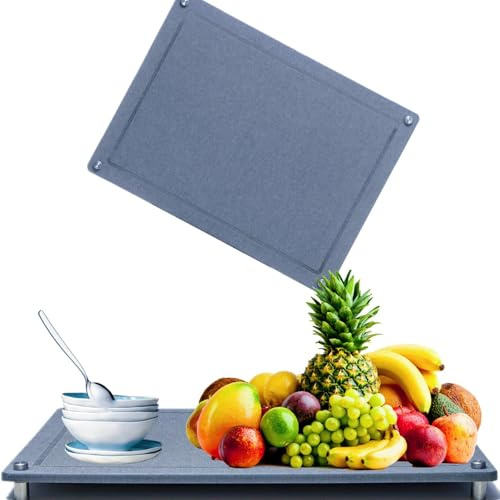 Qivine Tappetino Scolapiatti Assorbente, Tappetino Lavello Cucina in Terra Diatomacea, Tappetini Lavello Cucina Antiscivolo con 4 Piede, Asciugatura Rapida, per Cucina Bagno, 40x30x3,5cm (Grigio)