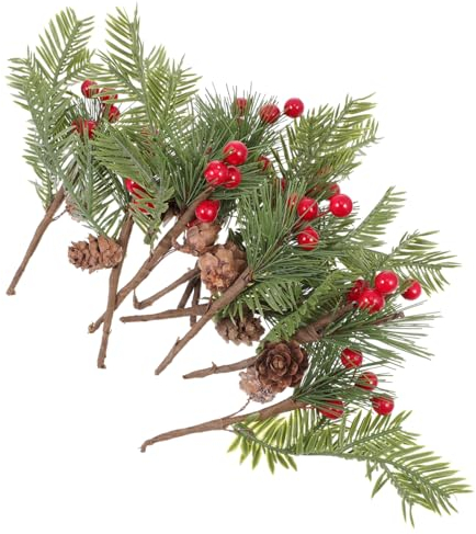 Warmhm 10stücke Künstliche Kiefernnadeln Mit Beeren Weihnachtsgirlande Dekoration PVC Kiefernnadeln Für Weihnachtsbaum Und Innenbereich