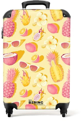 NoBoringSuitcases© Handgepäck Koffer, Reisekoffer, Reisetasche mit Rollen, | 55x40x20 cm - Hartschalenkoffer, Trolley Handgepäck, Koffer Handgepäck, Trolley, Handgepäck (Eiswaffeln, Blumen - Gelb)