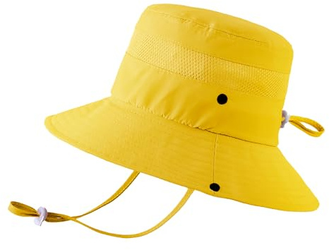 YJZQ - Gorra para niño (protección de la barra, estilo cubo, sombrero bobo), protección del sol, gorro de pesca para niño, niña, aprox. 52 cm, amarillo, 51-54