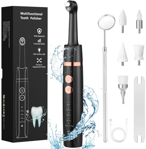 Set di Sbiancamento Denti Rimuovi Tartaro Denti Kit Pulizia Denti Tartaro Smacchiatore Denti Lucidatrice Elettrica per Denti per Ridurre i Depositi di Placca