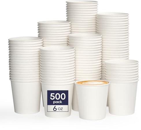 LITOPAK 500 Count 6 oz Paper Cups, Small Disposable Coffee Cups, Paper Espresso Cups, Hot Drinking Cups for Party, Picnic, Travel and Events