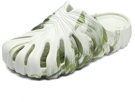 Juketron Unisex Anti-Slip Monstera Slippers,Monstera Slippers Non Slip Quick Drying Breathable Beach Monstera Slides (White A, Adult, Women, 5.5, Numeric Range, UK Footwear Size System, 6, Wide)