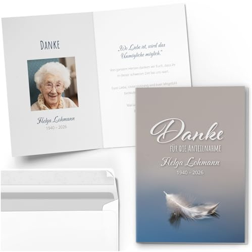 Einladungskarten Manufaktur Hamburg 10 personalisierte Trauer Danksagungen Dankeskarten mit eigenem Text und Foto | Individuell anpassbare Trauerkarten mit Briefumschlägen | Karten Design 27