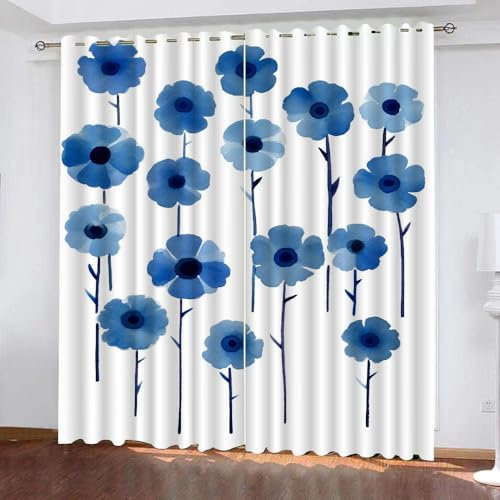 Verdunkelungsvorhänge für Kinderzimmer, rotes Blumen-Design, für Jungenzimmer, Mädchen, Verdunkelungsvorhänge, wärmeisoliert, Kinderzimmer-Vorhänge, 2 Paneele, 200 x 160 cm, Ösen-Verdunkelungsvorhänge
