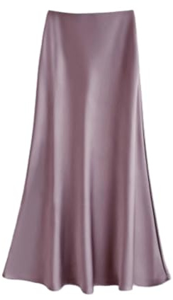 WINDEHAO Women's Satin High Waist Skirt,High Waist Elastic Silk Satin Skirts Elegant Party Wedding Flared A-Line Maxi Skirts (Purple,5XL)