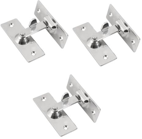 DOITOOL Lot De 3 Verrous De Porte À Angle Droit À 90 Degrés Verrous De Sécurité Pour Portes Coulissantes Finition Argentée
