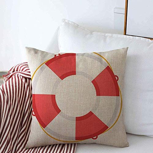 Klassische Kissenbezüge Für Zuhause Roter Schwimmer, Weißer Rettungsring, Schutz Dekokissen Weich Dekorative Kissenbezüge 45X45Cm Kissenhüllen Für Büro Schlafzimmer Zimmer