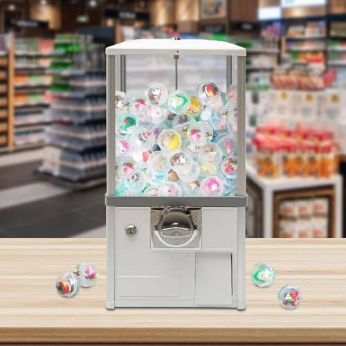 Capsules Vending Machine, Candy Vending Machine, Capsule Vending Machine with Locks for 4.5-5.5 cm Diameter Capsule Toys for Home, Game Stores and Retail Stores,White
