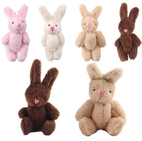 RYAN 8 Stück Mini Kuscheltier Hase 8 cm Mini Plüschtiere Osterhase Plüschtier für Geschenk für Osterdeko Puppenhaus Zubehör DIY-Dekoration Blumenstrauß Kranz