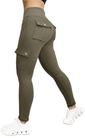Generico Leggins Sportivi Donna Vita Alta Pantaloni Tuta Donna Palestra Yoga Pants da Lavoro con Tasche Pantalone Elasticizzati Dimagranti Pantacollant Sport Morbido per Pilates Fitness Training