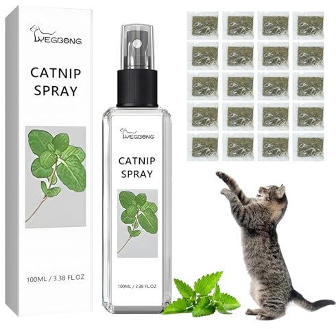 Xionghonglong Katzenminze Spray,mit 20 Pcs Katzenminze,100% natürlich ohne Zusatzstoffe, Catnip Spray,Katzenfreude-Spray,für Katzen und Kätzchen, 100 ml(3.38 Oz)