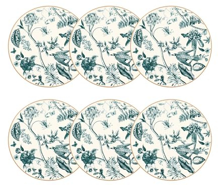 NOVASTYL - Lot 6 assiettes plates botanic 27cm en porcelaine - 2614765