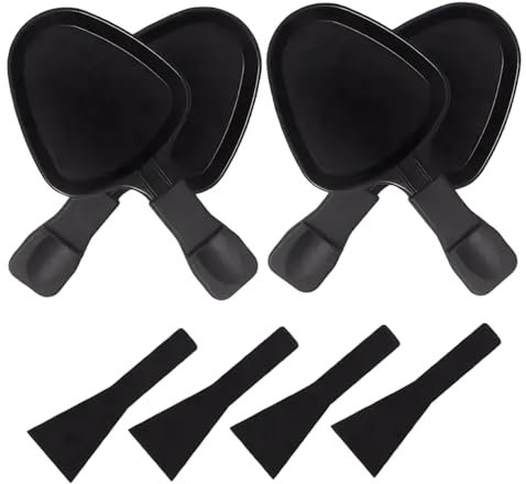 4pcs Racette Pan, poêle à fromage à tramage de raclette en métal avec spatule en nylon, remplacement de la poêle triangulaire de boulonnerie pour fromage, dessert, plat d'accompagnement