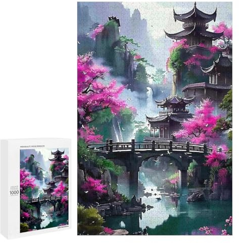 Puzzles for Adults 1000 Pieces - Ancient Pavilions Towers Funny Educational Learning Puzzle Toys for Girls and Boys