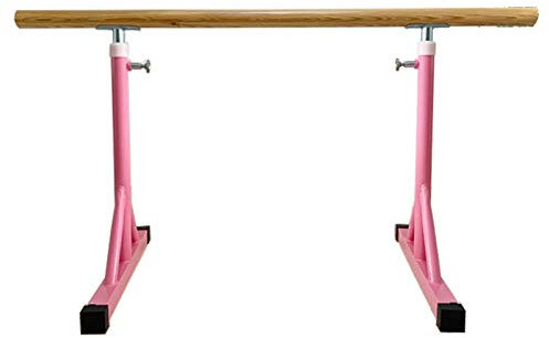 BCJMKDX Ballettstange, Barre-Ballettstange, freistehend, tragbar, pulverbeschichtete Stahlrohre mit Holzoptik, höhenverstellbar, for Heimtraining, Fitness-Flexibilitätstraining(Pink,1m)