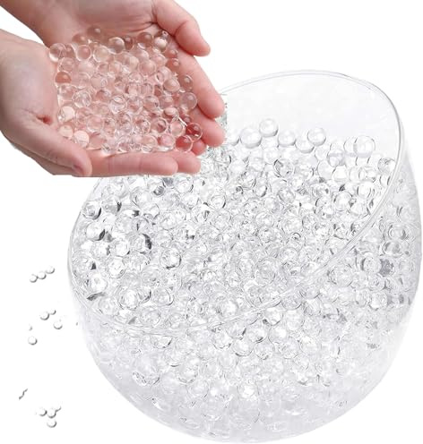 3000 Water Beads Clear, Water Gel Jelly Beads for Vases Filler, Transparent Vase Filler Beads for Floating Pearls, Wedding Centerpiece, Floating Candles, Planting, Floral Decoration