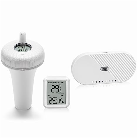 ZGJIAJU Drahtloses Oder Bluetooth-gesteuertes Poolthermometer Mit Wassertemperatursensor Genaue Messungen(P01R and Gateway)