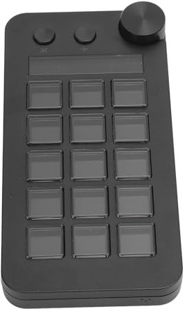Vvikizy 15 Macro Keys Stream Controller with Knob, Customizable Visual Keyboard, Effortlessly Manage Streams Shortcuts for Multiple Programs, Compatible with PC OBS Software (Black)