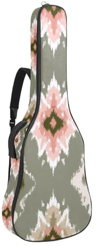 Gitarrentasche in voller Größe, 101,6 cm, 104,4 cm, 106,7 cm, Tragetasche für E-Bass, klassische Gitarre, Salbeifarbene Blätter und Zweige auf beigem Hintergrund, Mehrfarbig 02, 42.9x16.9x4.7 in