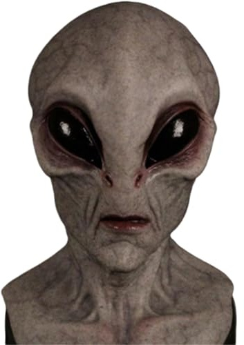 Generisch Alien Maske 2025 Upgrade – Realistische Horror Maske mit Großen Augen, Gruselige ET Maske für Erwachsene, Perfekt für Halloween Kostüm Party