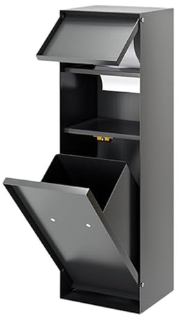 Inodoro oculto de acero inoxidable con soporte de papel empotrado y soporte para cepillos de almacenamiento para baño, duchas y espacios públicos, color gris