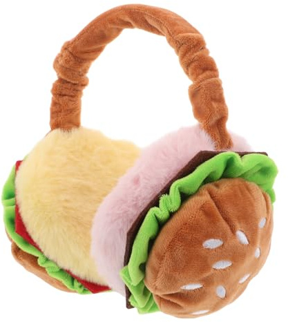 ORFOFE Cute Foldable Burger Plush Ear Warmers for Furry Thermal Ear Muffs for Winter Cold Weather