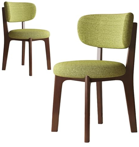 Sillas De Comedor Nogal con Brazos, Estilo Moderno Mediados Siglo Patas Madera, For Cocina Y Sala Estar(Walnut+Green,6pcs)