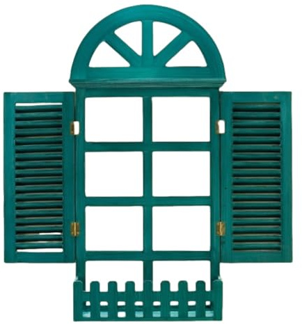 XOYUBIA Vintage-Wanddeko mit Fensterläden, dreidimensionaler Wandbehang aus Holz für Wohnzimmer, Schlafzimmer, Eingangsbereich oder Schaufenster