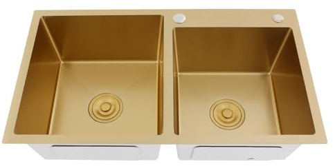 80x45x22 cm Fregadero de cocina de 2 bandejas, fregadero de acero inoxidable,fregadero empotrado,rectangular Fregadero Bajo Encimera o Sobre Encimera, Fregadero Cocina en Acero Inoxidable