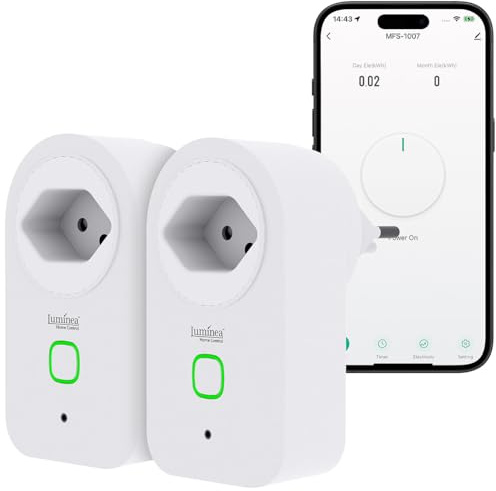 Luminea Home Control WLAN-Steckdosen Schalter: 2er-Set WLAN-Steckdose, Stromverbrauchsmesser, Zeit- & Sprachsteuerung (Stromzähler für Steckdose mit App, Stromverbrauchs-Zähler)
