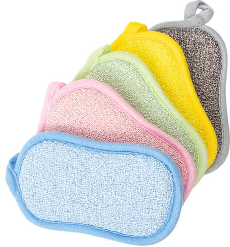 ORVAYA – Éponge Réutilisable Lavable Vaisselle (Lot de 5), Éponge Lavable Microfibre Double Face, Durable et Écologique, Zéro Déchet, Lavable en Machine, Cuisine & Nettoyage Quotidien
